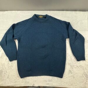 Doogan Donegal 100% Lambswool Sweater Made in England Men's Size M Blue * READ
